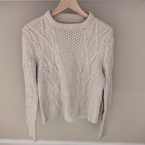 Vintage Chunky Cable Knit Irish Wool Fisherman's Sweater (S/M)